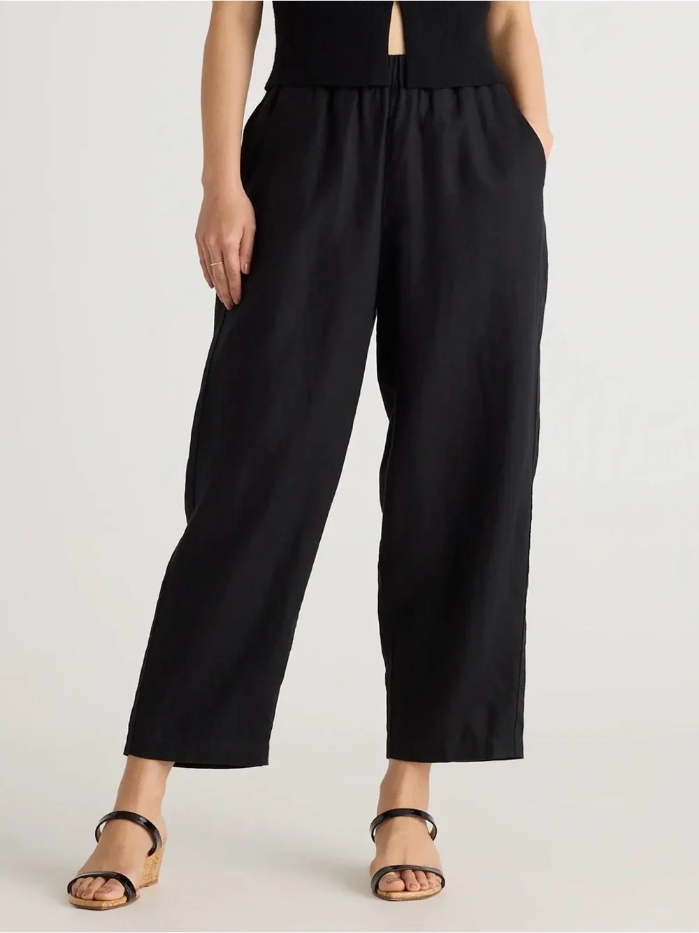 Quince Black 100% European Linen Pants